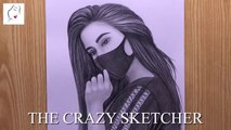 How to draw Girl with Mask - Very Simple Drawing  Pencil Drawing