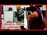 Menino é salvo após se trancar dentro de guarda-volumes em loja de Goiás