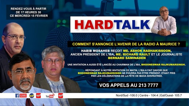 HARDTALK - Comment s'annonce l'avenir de la radio à Maurice ? La journée mondiale de la radio a été commémorée lundi. L'occasion pour faire un état des lieux des radios privées à Maurice.