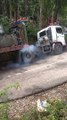 Truk accident Truk Trailer Selip Skid Trailer Truck