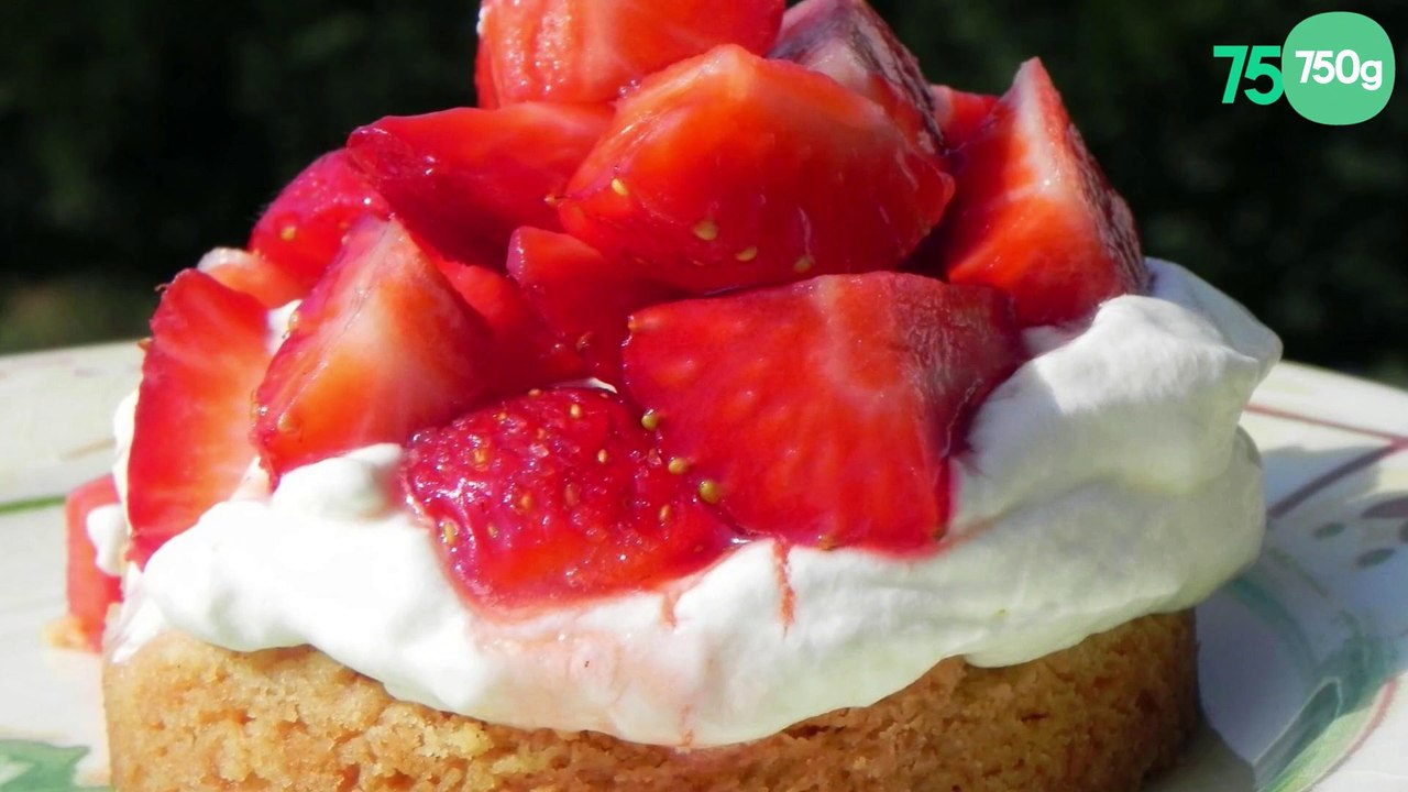 Fraises, chantilly de mascarpone sur shortbread