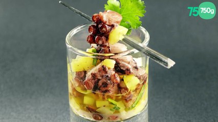 Verrine de poulpe mariné