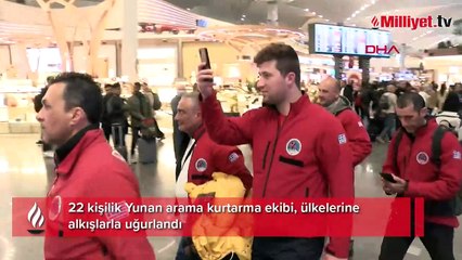 Yunan Arama Kurtarma Ekibi'nin gidişinde duygusal anlar