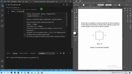 Cómo calcular el área de un cuadrado en Python con PyCharm 📝