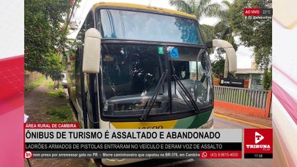 Ônibus de turismo é assaltado e abandonado em estrada rural de Cambira