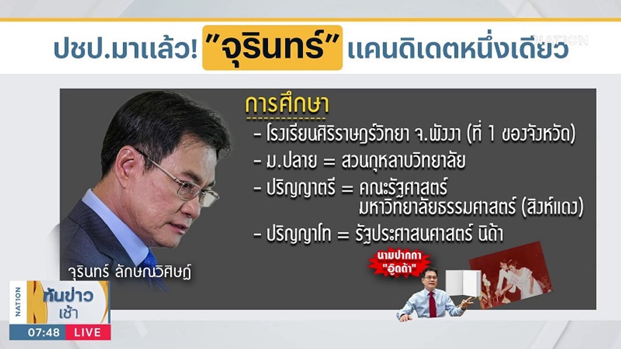 ปชป.มาแล้ว "จุรินทร์" แคนดิเดตหนึ่งเดียว | เนชั...