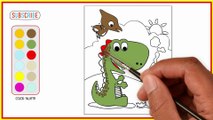 Coloring a Dino Family, Drawing and Coloring for Kids, Toddlers | Easy Coloring Method #2