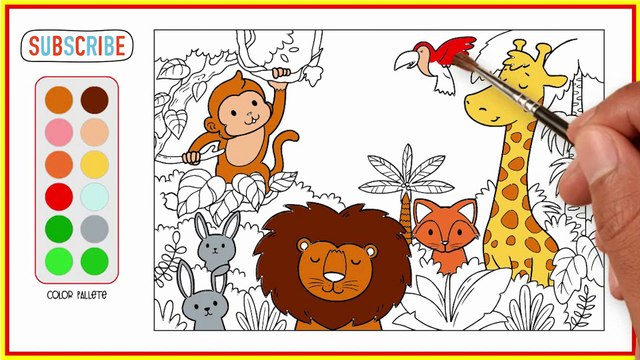 Coloring animals in the jungle, Drawing and Coloring for Kids, Toddlers | Easy Coloring #3