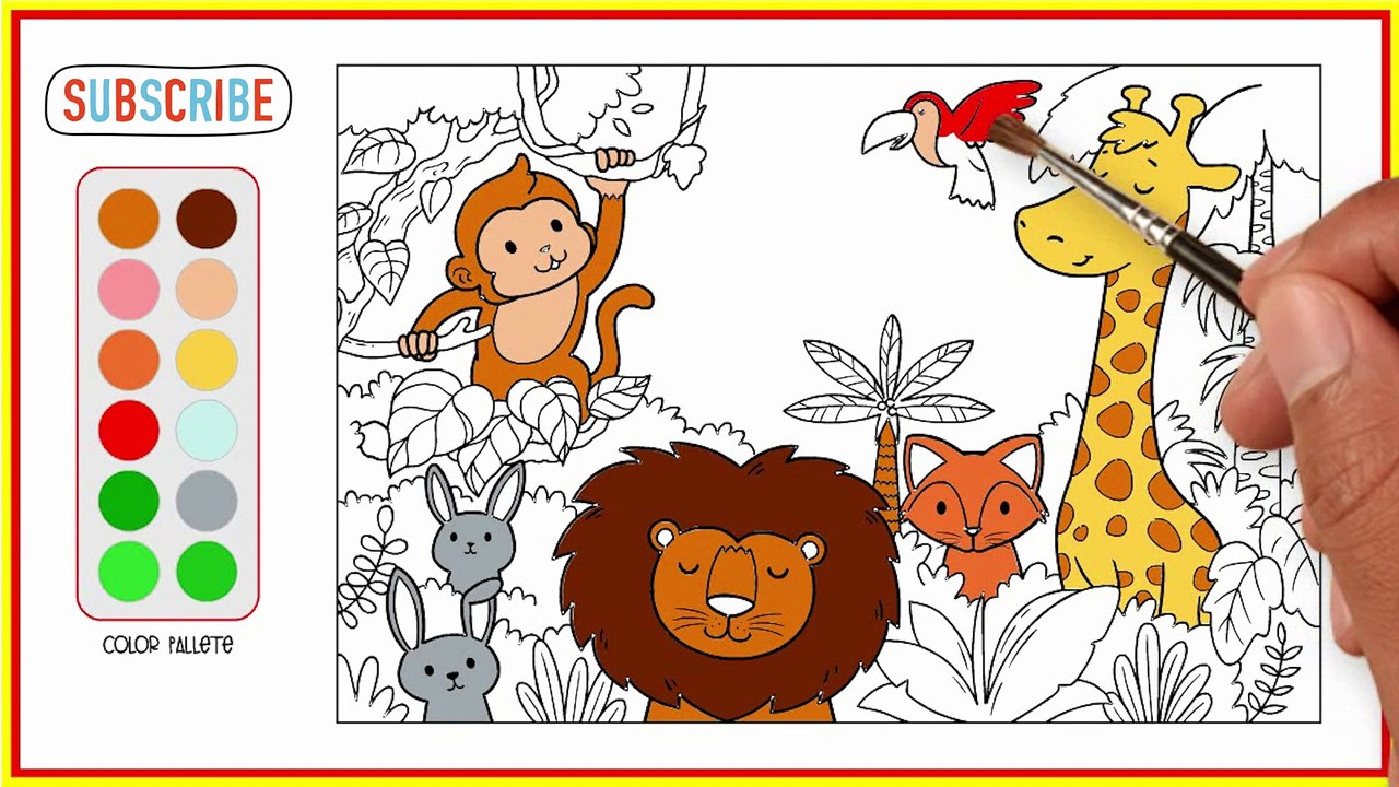 Coloring animals in the jungle, Drawing and Coloring for Kids, Toddlers | Easy Coloring #3