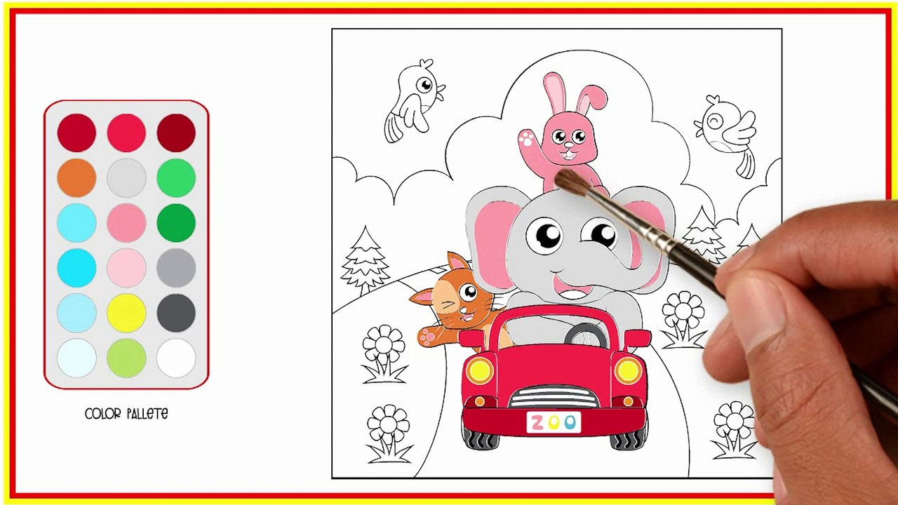 Coloring Animal Driving Car, Drawing and Coloring for Kids, Toddlers | Easy Coloring #5