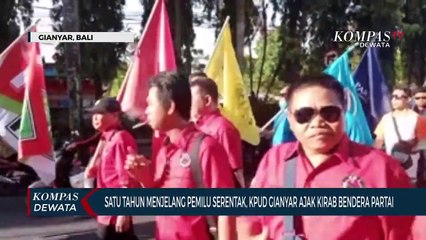 KPUD Gianyar Kirab Bendera Partai Keliling Kota
