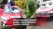 Viral! Polisi Ugal-ugalan Ngamuk Rusak Mobil Pakai Senjata Laras Panjang hingga Remuk!