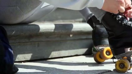 Man in Roller Blades Performing Infront of the People.mp4