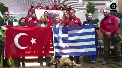 Yunan arama kurtarma ekibi alkışlarla uğurlandı