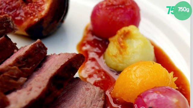 Magret de canard et sa réduction de bouillon à l'orange, gingembre et amaretto et légumes d'été indien...