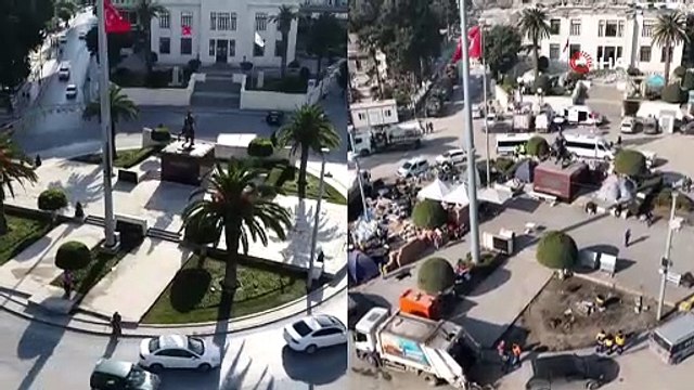 Depremden önce ve sonra çekilen görüntüler afetin boyutunu gözler önüne serdi