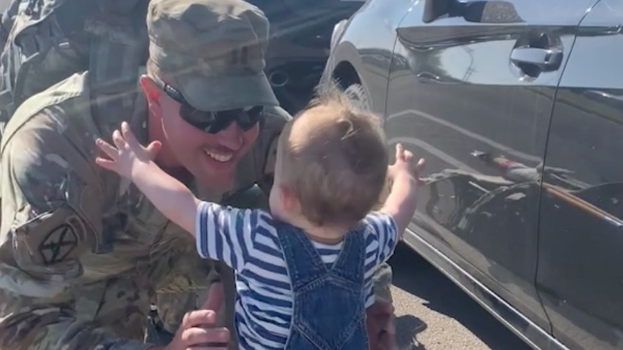 Toddler Surprises Military Dad By Taking First Steps To Him