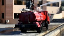 watering from fire truck