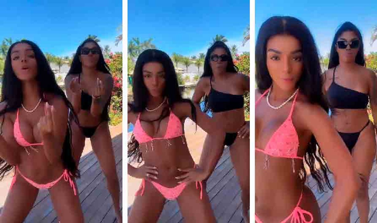 Ludmilla e Brunna Gonçalves fazem dancinha sensual a beira da piscina