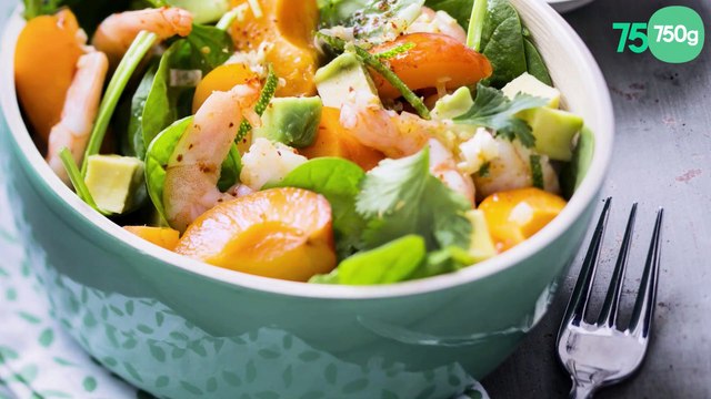 Salade de crevettes pimentée aux abricots