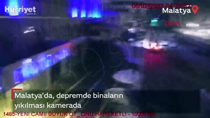 Malatya'da depremde binaların yıkılma anı kamerada