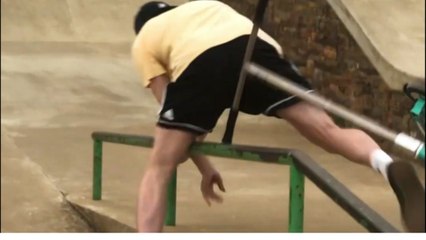 Scooter rider eats dirt after rail stunt takes a costly wrong turn