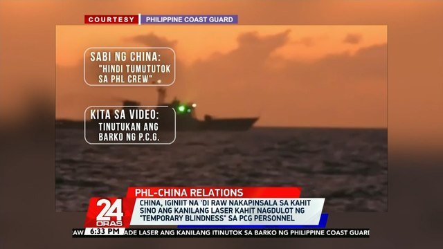 China, iginiit na 'di raw nakapinsala sa kahit sino ang kanilang laser kahit nagdulot ng temporary blindness sa PCG personnel | 24 Oras