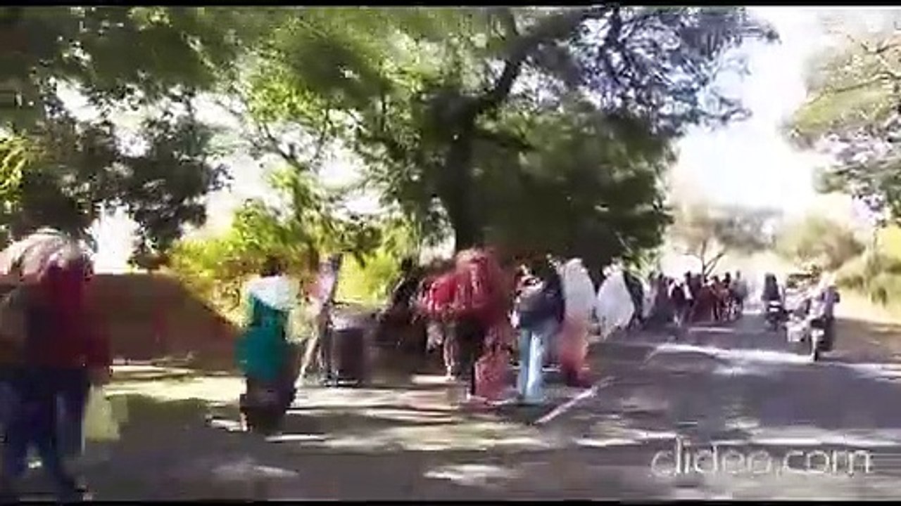 Where police vehicles were stuck for hours