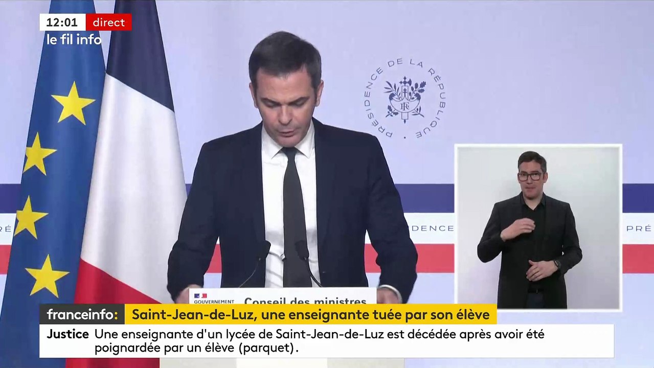Meurtre d'une prof à Saint-Jean-de-Luz: Le gouvernement apporte son "soutien" à "la communauté éducative", déclare le porte-parole du gouvernement Olivier Véran - Regardez