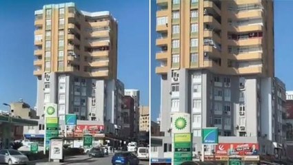 Adana'daki apartman, görüntüyü çeken şahsı da hayrete düşürdü: Üstüne balonla mı koydular anlayamadım