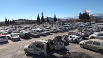 Depremde zarar gören binlerce araç böyle görüntülendi