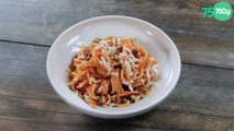 Spaghettis sauce potimarron, chèvre et noix