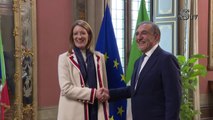 Senato, La Russa riceve presidente del Parlamento Ue Metsola