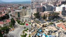 Deprem öncesi ve sonrası görüntüleri yıkımın boyutunu gösteriyor