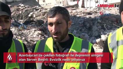 Azerbaycan’da çekilen fotoğrafı ile depremin simgesi olan Server Beşirli: “Evsizlik nedir biliyoruz”