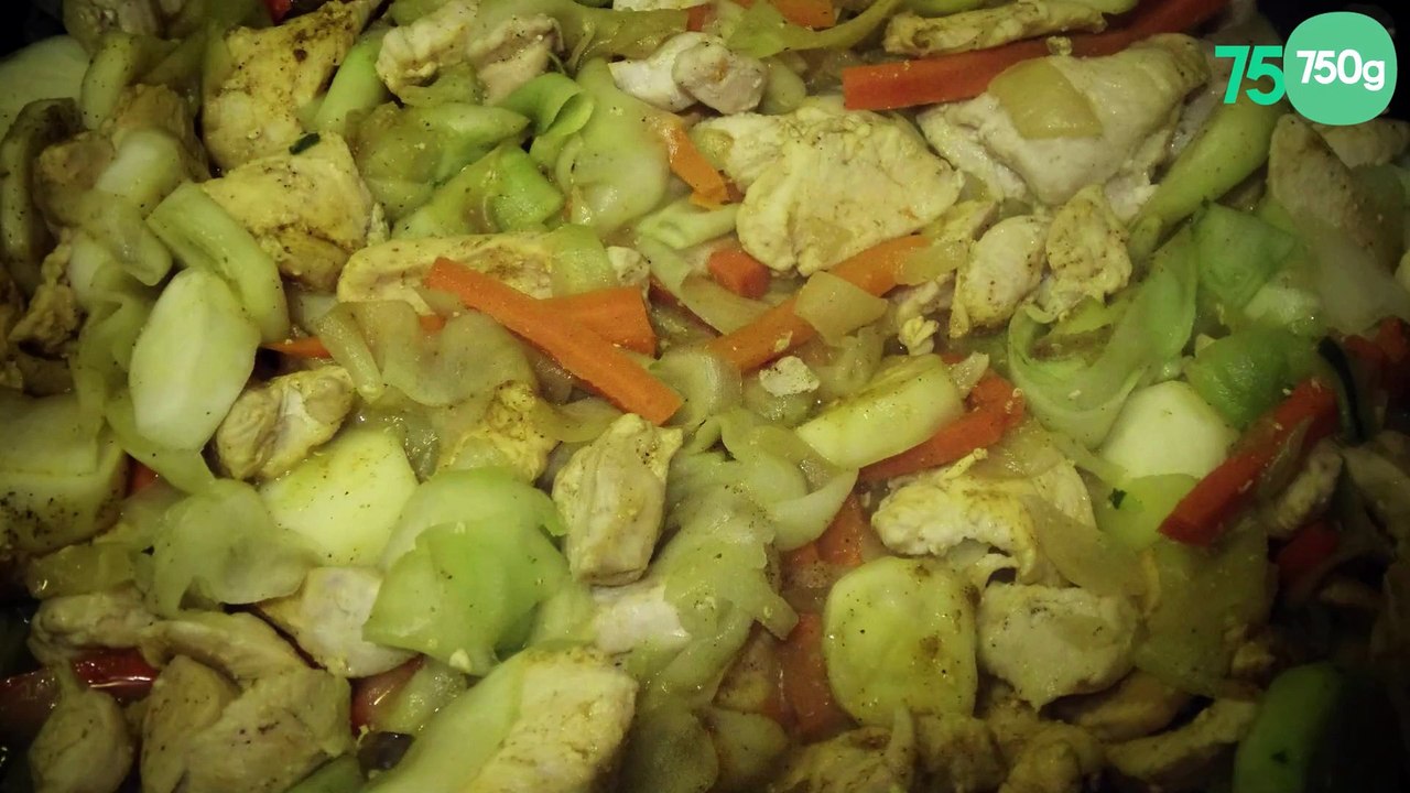 Emincé de poulet aux tagliatelles de courgettes