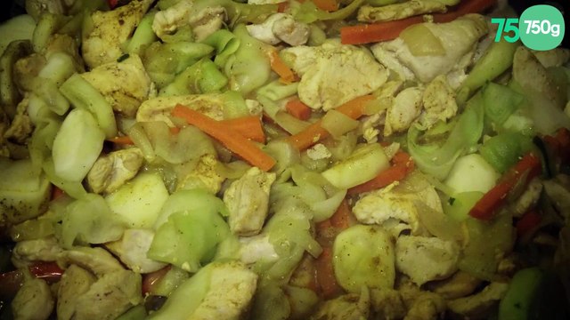 Emincé de poulet aux tagliatelles de courgettes