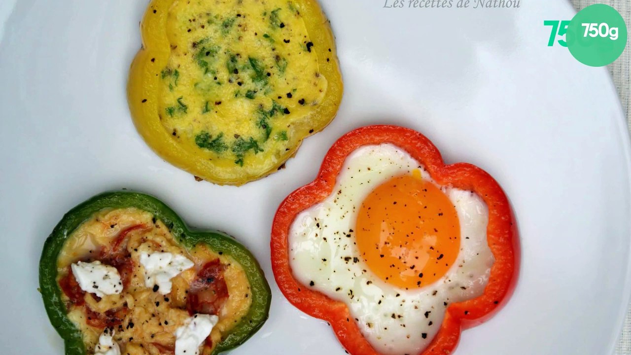 Les œufs en 3 façons dans leurs rondelles de poivron !