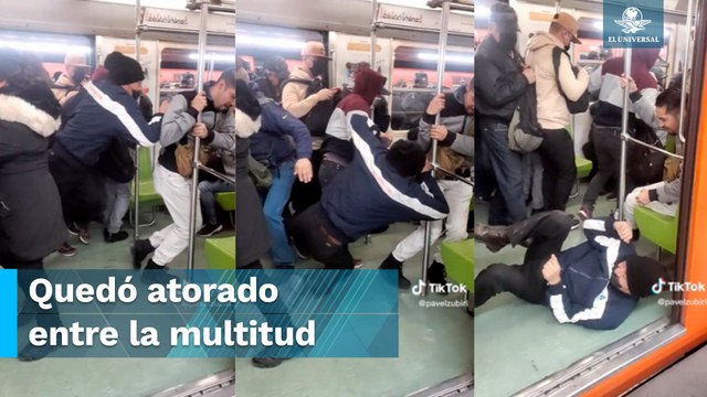 ¡Echen paja! Por alcanzar asiento, usuarios tiran a hombre en el Metro Pantitlán