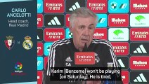 Ancelotti resting 'tired' Benzema ahead of Liverpool showdown