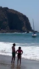 Sailboat Hit by Waves in Dana Point, CA
