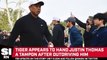 Tiger Woods Appears to Hand Justin Thomas a Tampon After Outdriving Him