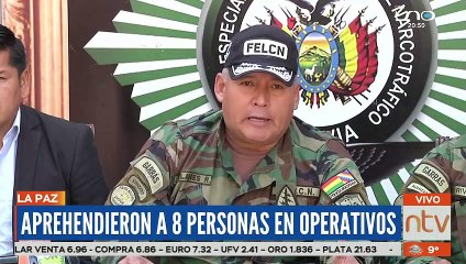La FELCN aprendió a 8 personas en operativos