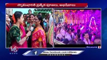TeenMaar Chandravva Interacts With Devotees At Vemulawada Temple | Rajanna Sircilla| V6News