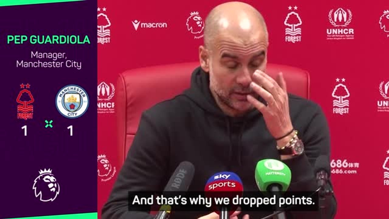 Guardiola 'sad and disappointed' as Man City drop points in title race