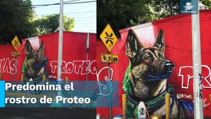 Rinde homenaje artista mexicano a perrito rescatista con mural en Tlalnepantla