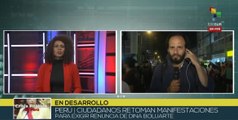 Peruanos protestan cerca del domicilio de Dina Boluarte en la capital