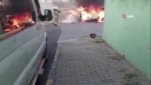 Kartal'da araç alev alev yandı