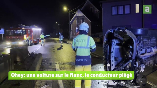 Un blessé léger à Ohey: le Hutois a percuté l’îlot central, son véhicule a fini sur le flanc