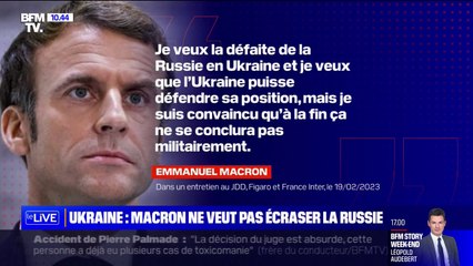 Ukraine: Macron dit vouloir "la défaite" de la Russie, mais sans l'"écraser"